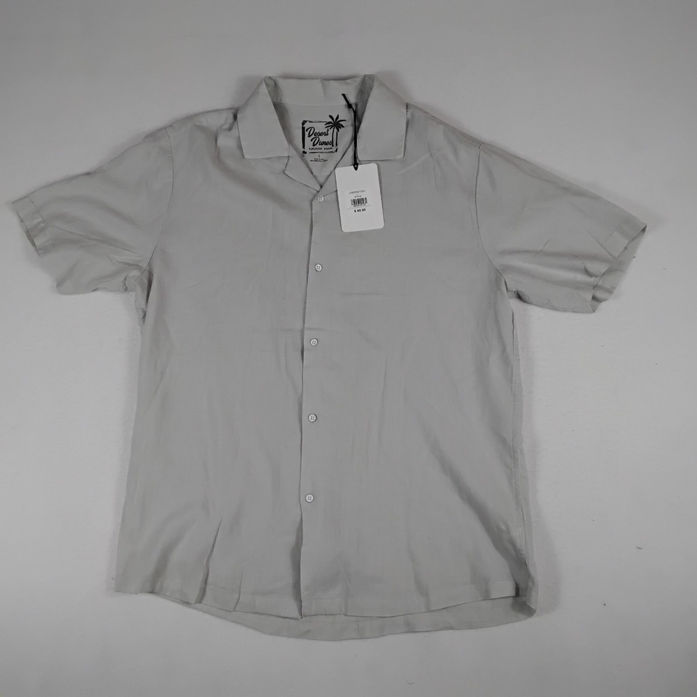 Desert Dunes Paradise Found Mens L Linen Lyocell Camp Shirt Stone NWT